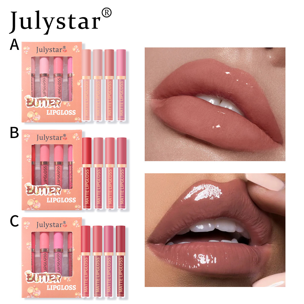 carina Set di rossetti perlescenti idratanti a lunga tenuta con gloss ad acqua, specchio naturale tridimensionale e non sbiadiscono_voghion.com