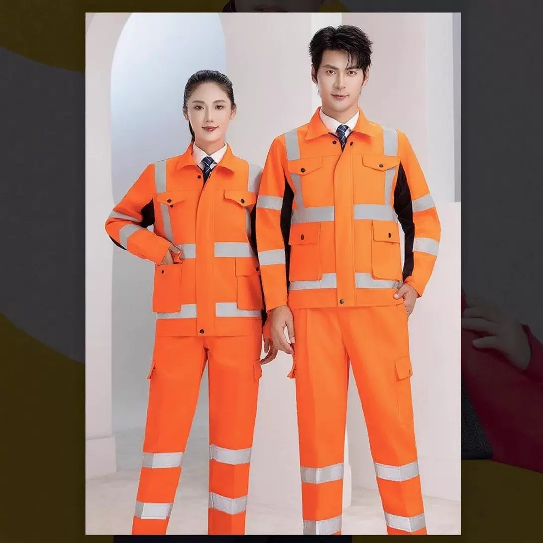 定制长袖高亮反光工作服套装荧光黄工程环卫交通服工厂车间劳保服