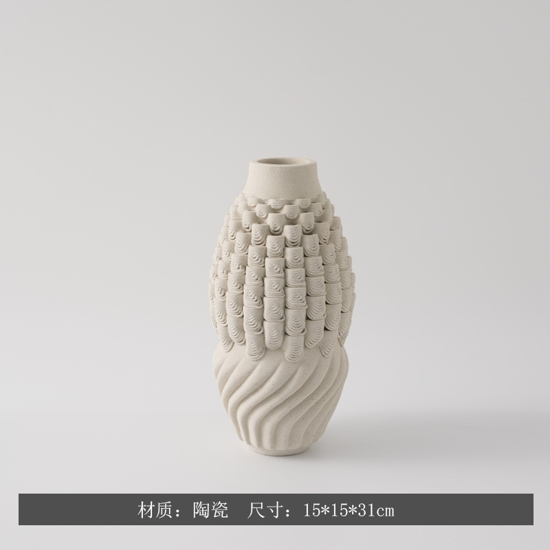 Moderno minimalista creativo 3D impresión de vasijas de cerámica modelo de casa decoración de encimera decorativa secadora de flores de forma especial