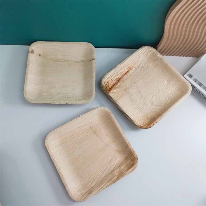 In-Stock Biodegradable Plates for Hotel Barbecue, Disposable 8-Inch Palm Leaf Plates, Wholesale Food-Grade