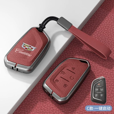Car key bag — Gt4 Car Key Cases - standard-type-c-one-click-start-volcanic-red-zinc-alloy-shell-hand-strap