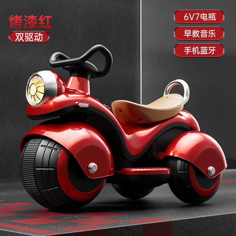 Niños motocicleta eléctrica de doble tracción triciclo coche de batería para niños coche de juguete de control remoto para niños se puede sentar