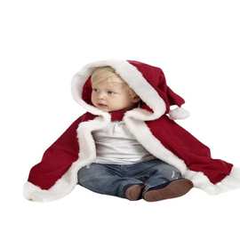 圣诞披肩新年披风斗篷红色平绒羊羔绒带帽防风小红帽古风拜年
