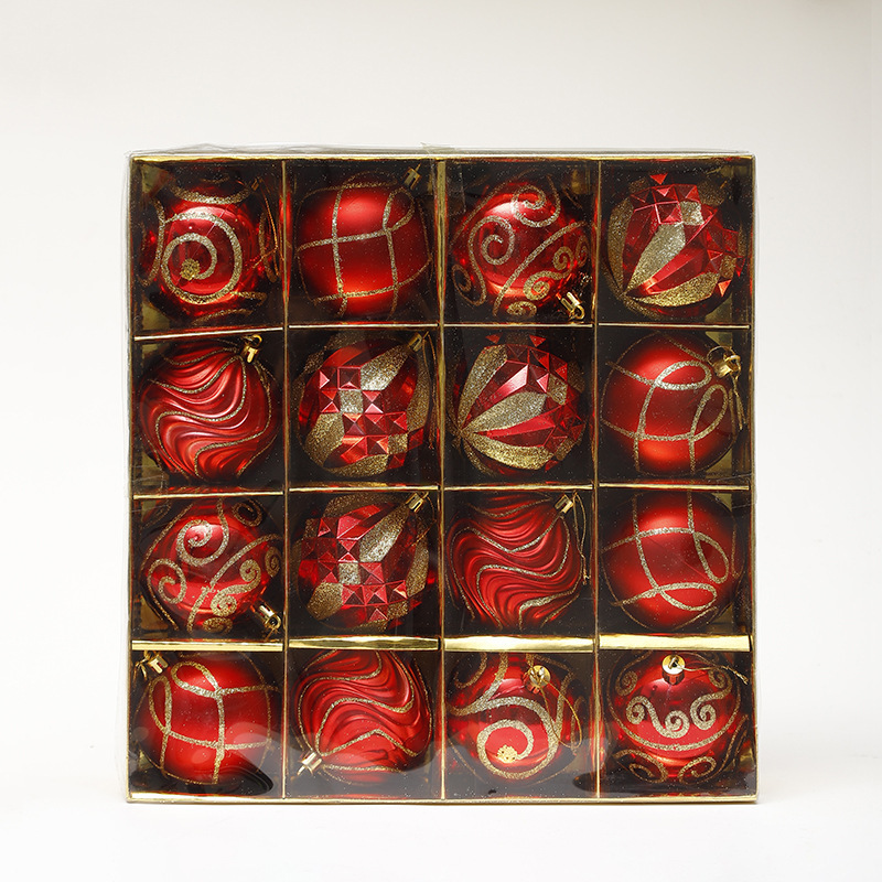 Árbol de Navidad transfronterizo 8cm bola de decoración de forma extraña bola 16 caja de regalos set colgante bola de colores props de decoración de Navidad