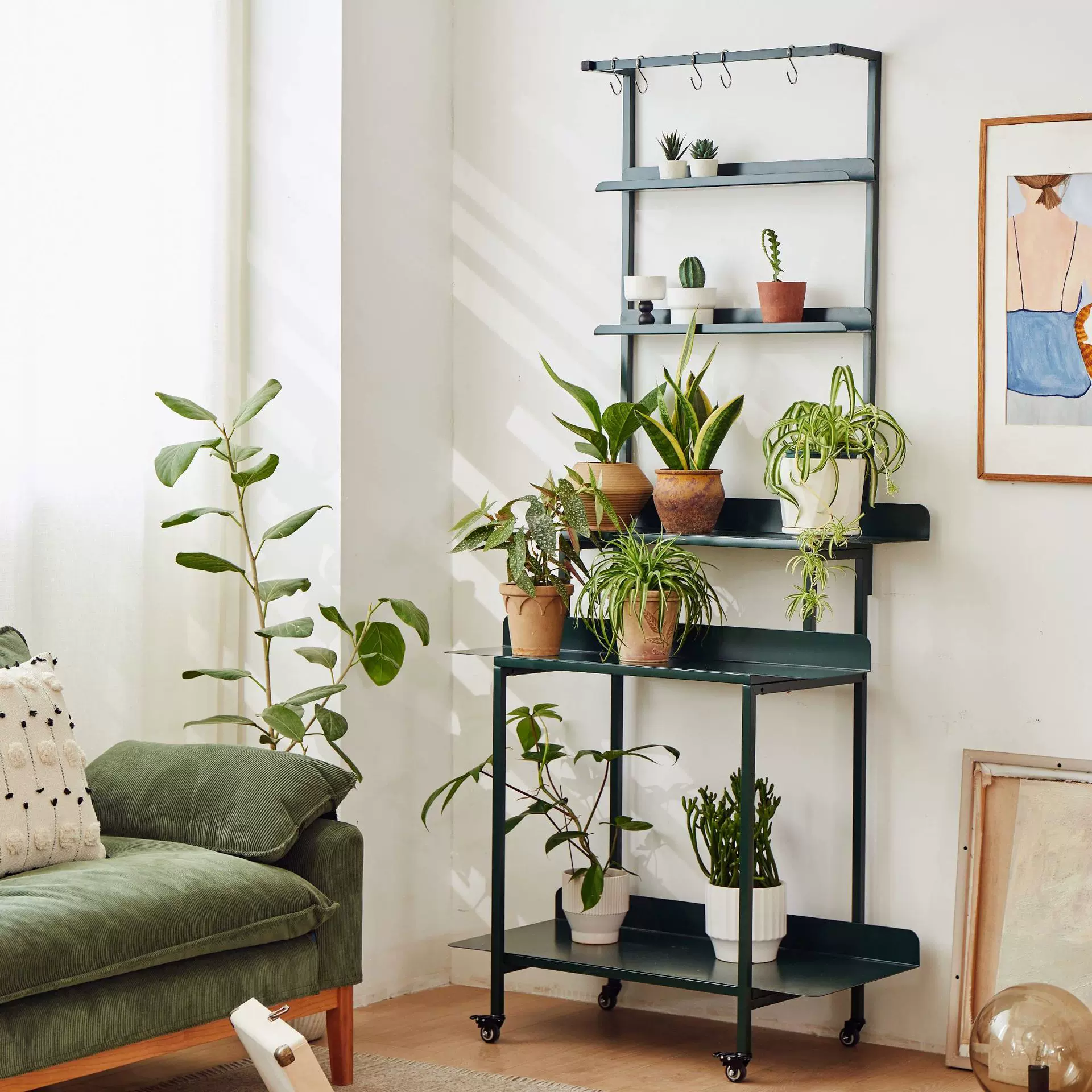 多层铁艺置物架简约客厅阳台花架室内户外花盆架落地式可调节花架