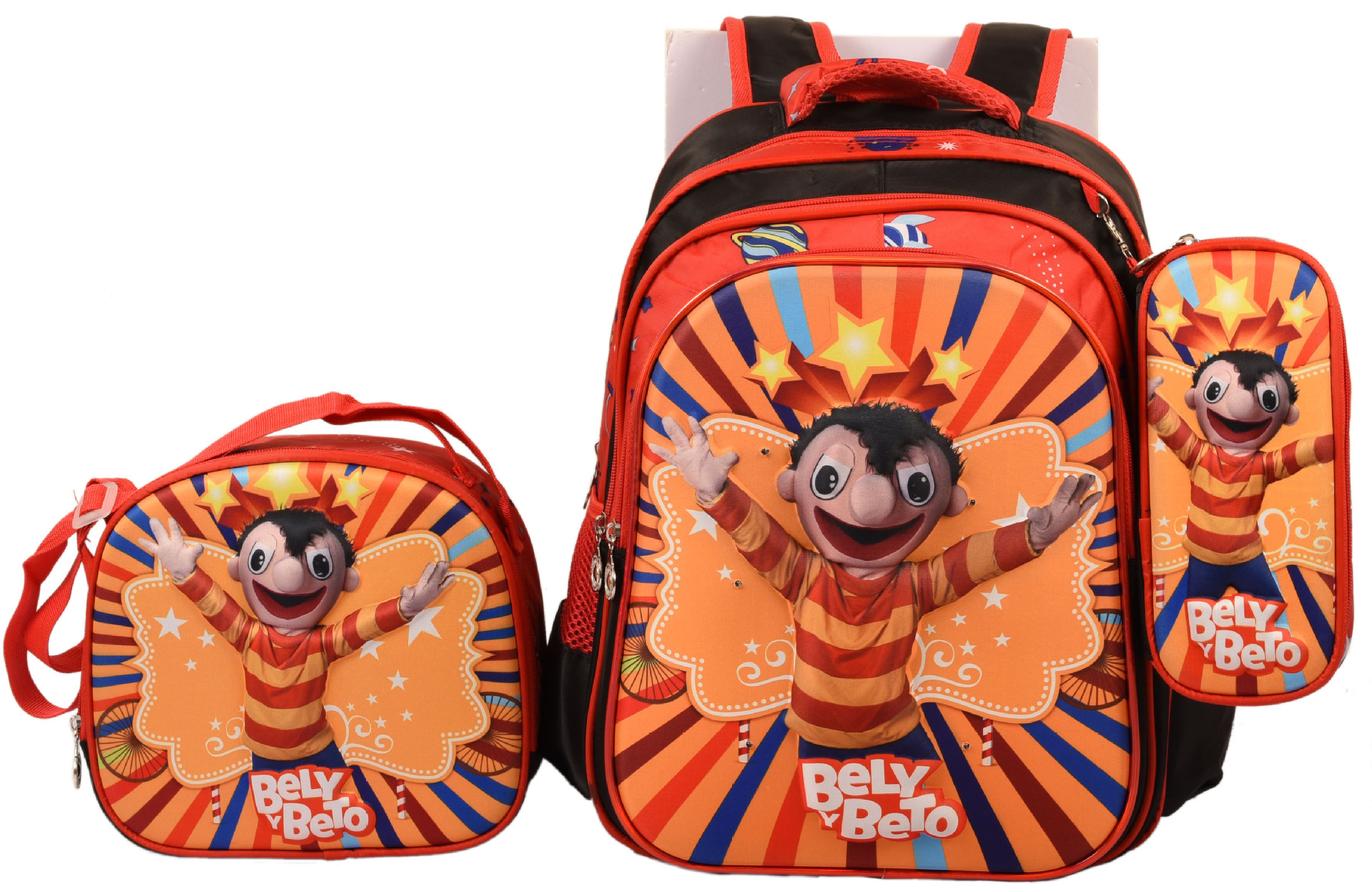 Schoolbag Factory 3D Three piece Set Shaodong Primary School Students Wholesale Shoulder Three piece Set Backpack Cartoon Backguard Rod Backpack