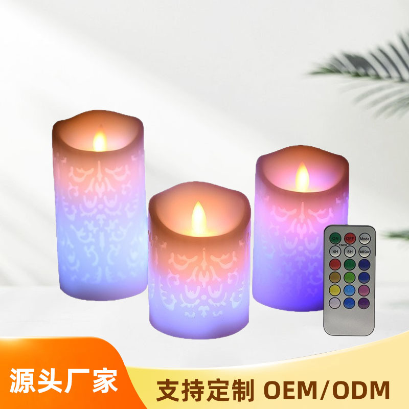 石蜡斜口镂空花纹18键遥控led电子蜡烛浪漫生日会所婚庆假蜡烛灯