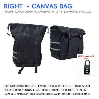 Motorcycle bumper — rear cargo rack modification parts - full-face-helmet-canvas-side-bag-right-side-expandable-anti-theft-lock-requires-the-use-of-our-backrest-not-compatible-with-neoace