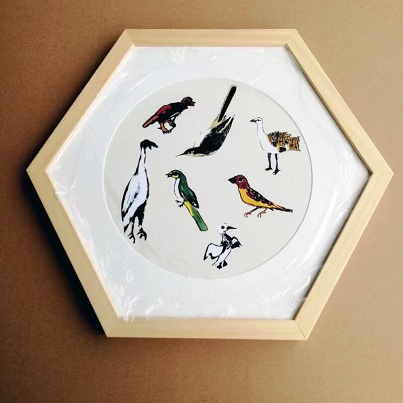 Factory Direct pure solid wood hexagonal photo frame hexagonal picture frame polygon corporate culture photo honeycomb picture frame