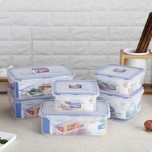 乐扣塑料保鲜盒6件套装密封食物收纳可微波长方形HPL855S002