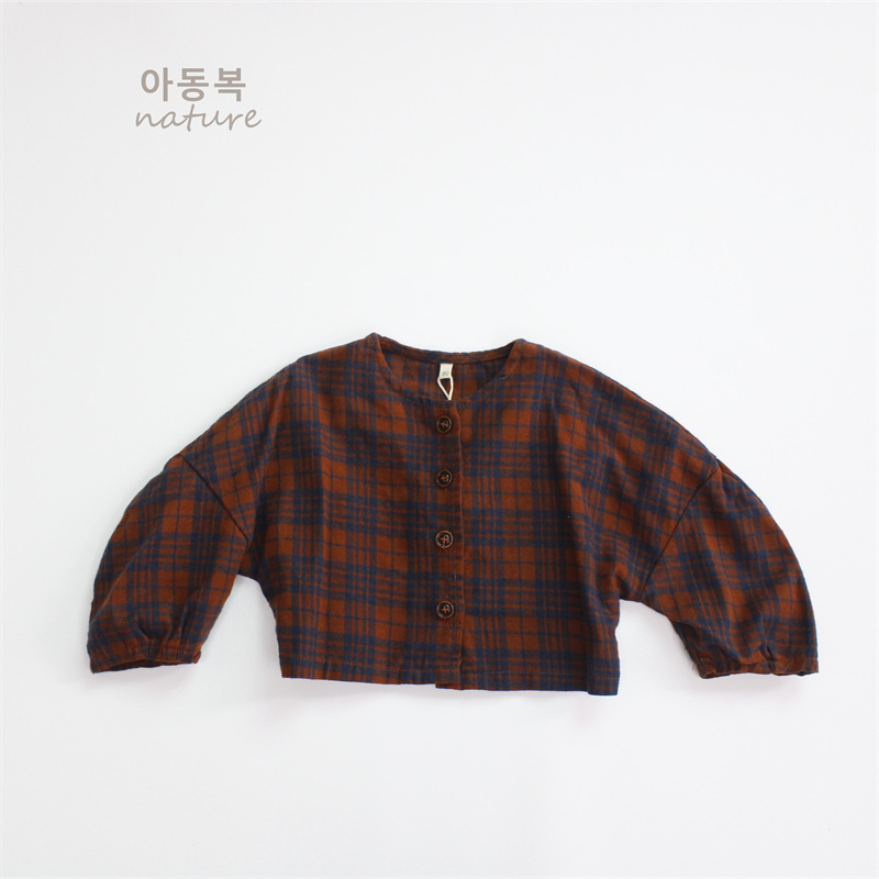 2026 Boys' Plaid Shirt, Korean Style, Loose Fit, Girls' Top, Baby Spring/Summer Outerwear, Dropshipping Available