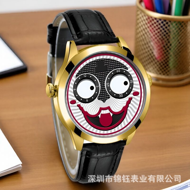 Russian Clown Genuine Quartz Watch Men's Student Personality Watch Fashion Waterproof Trendy Watch Large Dial