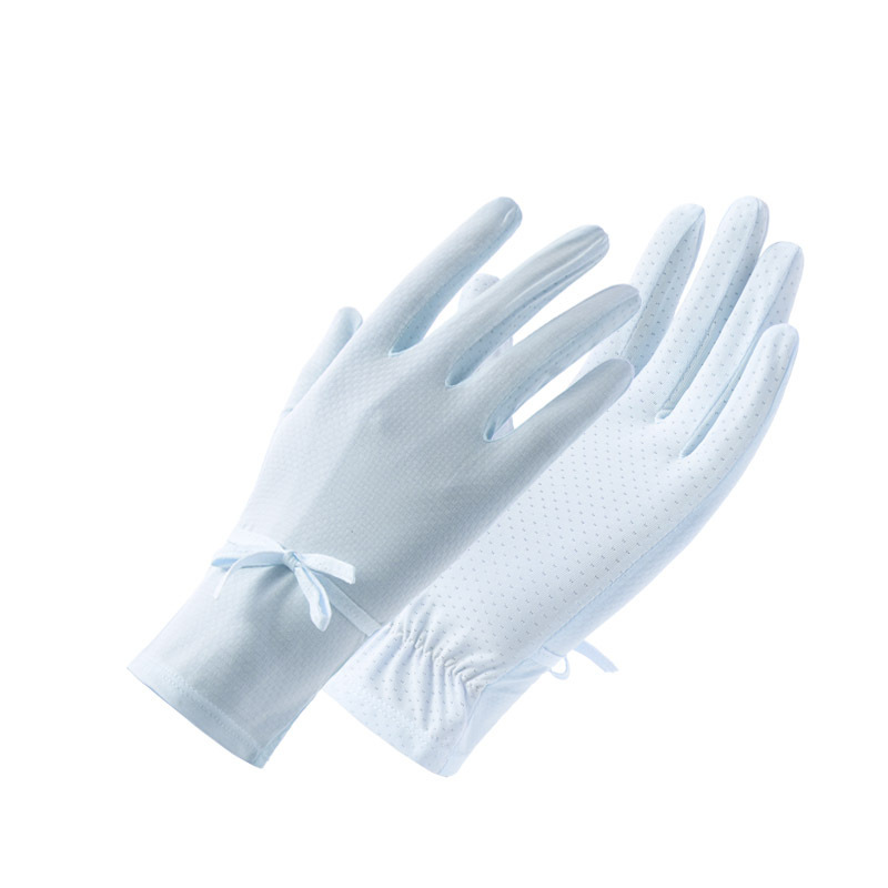 Guantes de protección solar de las mujeres fina protección UV seda de hielo alta elástica verano al aire libre equitación arco guantes de pantalla táctil