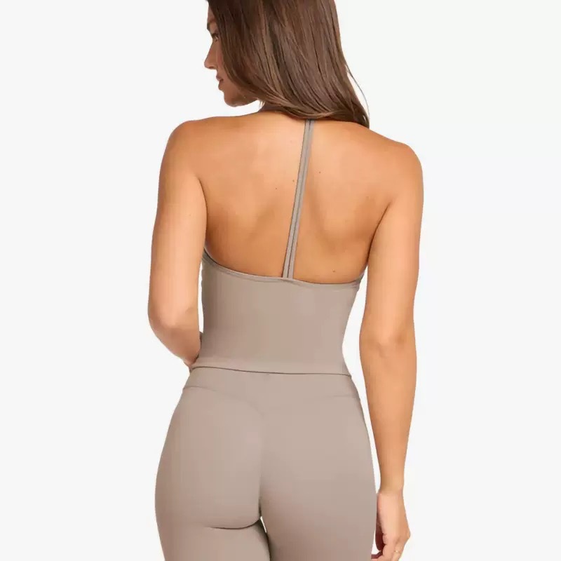 Europa y los Estados Unidos personalizados etiquetados transfronterizos chaleco deportivo mujer con cojín de pecho cuello colgante espalda hermosa cuello en V entrenamiento deportivo de yoga eslingas