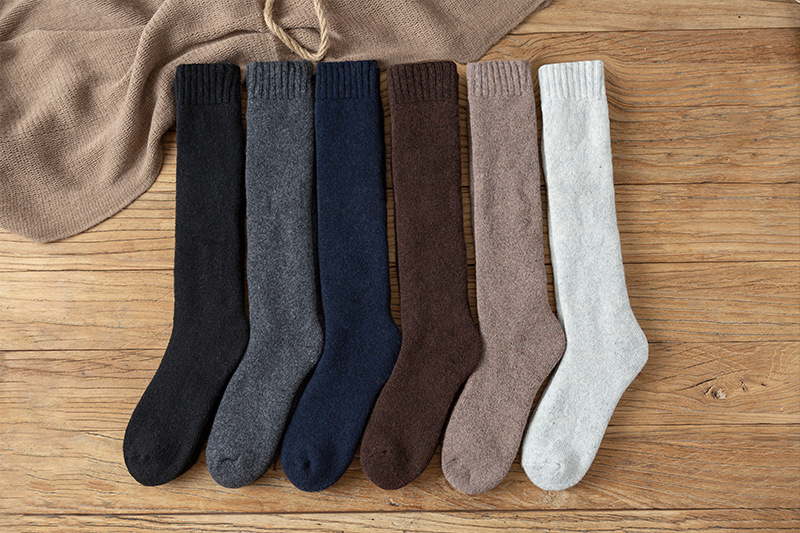 Neue lange Wintersocken für Herren und Damen, hohe Wadensocken aus Wolle in großer Größe sowie dicke warme Frotteesocken aus Samt für Herren und Damen_voghion.com