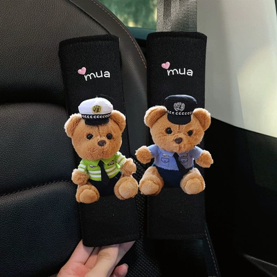 Seat belt shoulder pad – pad - safe-symphony-little-bear-blue-green-uniform-ice-silk-seat-belt-shoulder-pads-pair