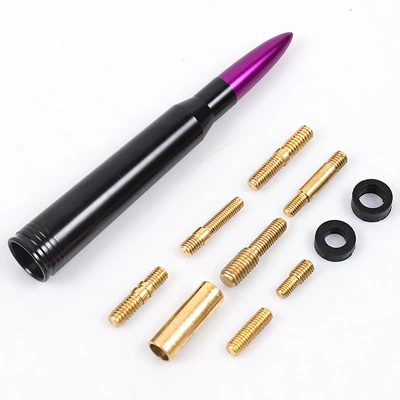 Cross-Border Car Modification Accessories Decorative Carbon Fiber Bullet-Shaped Roof Antenna Suitable for Ford, Wrangler, Chevrolet (vehicle antenna) - lkt041-purple-aluminum-alloy