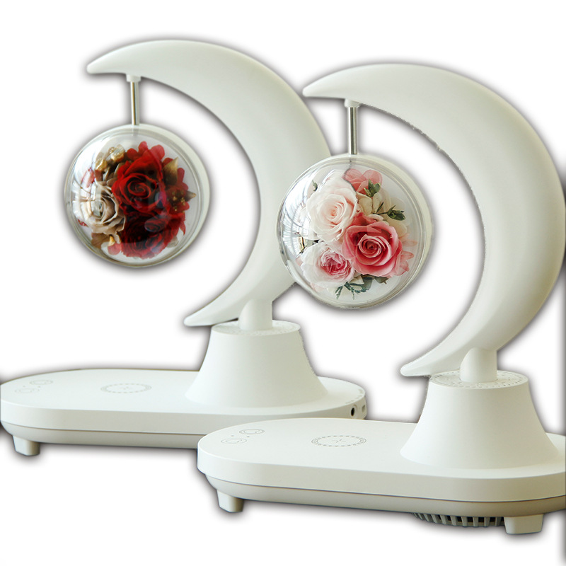 Día de San Valentín regalo creativo flor eterna Bluetooth altavoz lámpara de mesa teléfono móvil carga inalámbrica Regalo de Cumpleaños Rosa