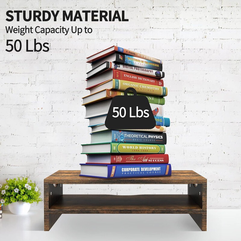 Wooden Desktop Computer Stand, Dormitory Desk Computer Stand, Monitor Storage Rack, Workstation Essential Desktop Accessory Wooden Desktop Computer Stand, Dormitory Desk Computer Stand, Monitor Storage Rack, Workstation Essential Desktop Accessory