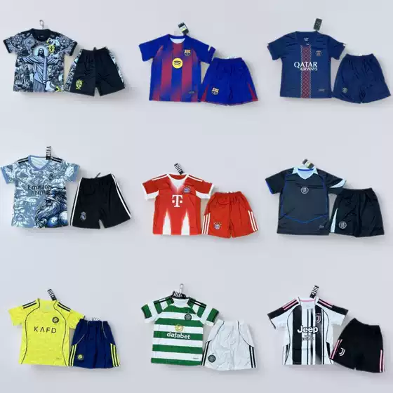 2526 Large Size Kidsren's Football Uniform Set Barcelona Bayern Real Madrid Chelsea Juventus Tottenham Football Jersey Team Uniform Wholesale