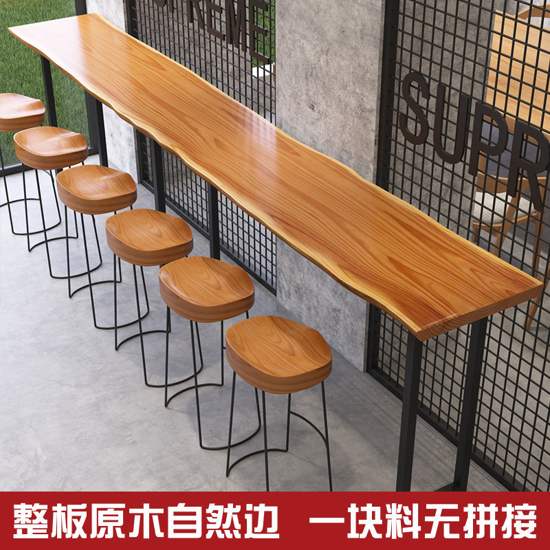 Commercial Solid Wood Bar Table, Leisure Cafe Milk Tea Shop Long High Table, Home Balcony Wall Narrow Table