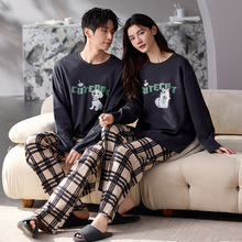 2025新款情侣睡衣春秋季纯棉拉架女长袖休闲卡通舒适家居服套装男