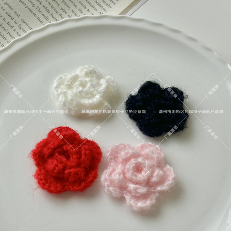 20-Color Mohair Yarn Three-Dimensional Flower Accessories Three-Layer Camellia Flower Clothing Crochet Accessories Handmade Small Flowers 20-Color Mohair Yarn Three-Dimensional Flower Accessories Three-Layer Camellia Flower Clothing Crochet Accessories Handmade Small Flowers