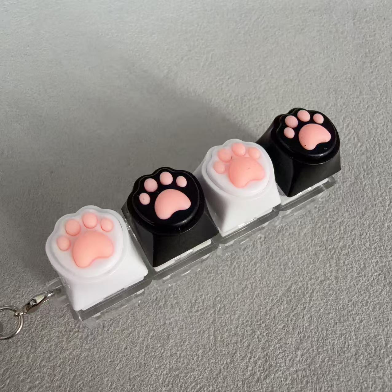 Four-button transparent case - silicone cat paw (white