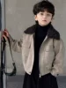 25766 Gray Plush Collar Jacket