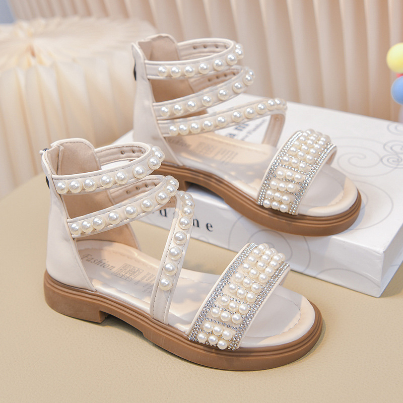 Zapatos casuales de moda para niñas versátiles 2026 verano nuevos niños huecos zapatos princesa zapatos de diamante de perla image 4