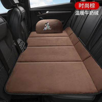 Vehicle-mounted inflatable bed: suv special rear sleeping mat - audi-q5l-special-milk-velvet-fashionable-brown-1-pillow