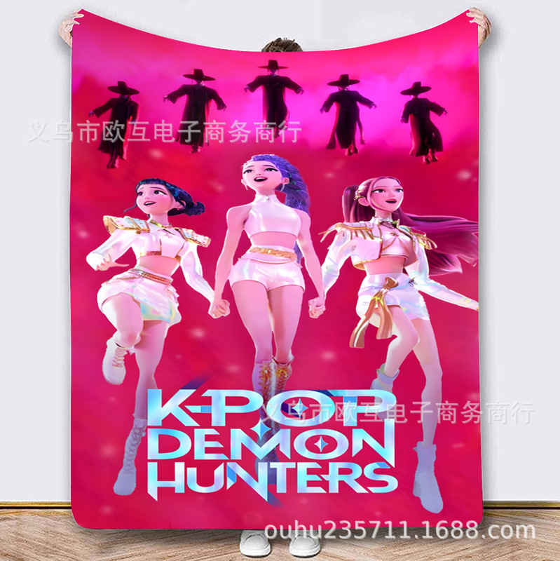 外国爆款K-POP猎魔女团（HUNTR/X）图案法兰绒毛毯 Demon Hunters|undefined