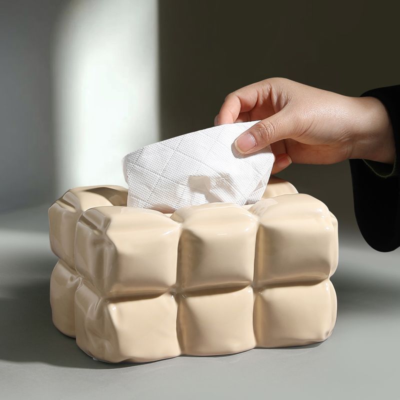 Estilo nórdico Luz de lujo caja de pañuelos de cerámica extraíble de alto aspecto nicho personalizado caja de almacenamiento sala de estar decoración caja de pañuelos