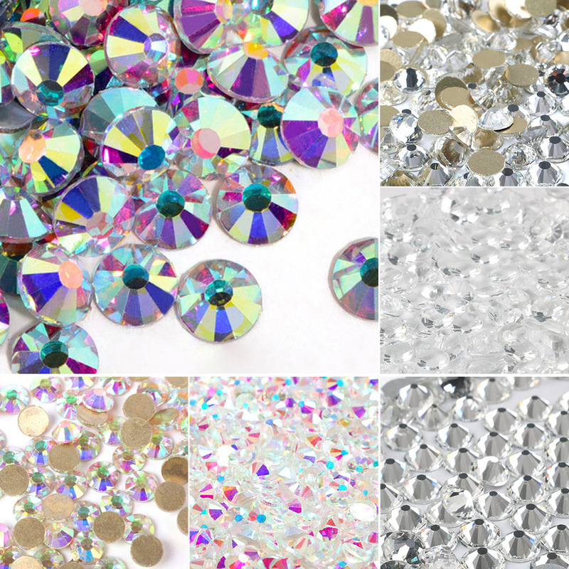White AB Crystal Glass Flat Bottom Drill Manicure Drill Colorful Round diy Accessories Mobile Phone Case Manicure Sticker Drill