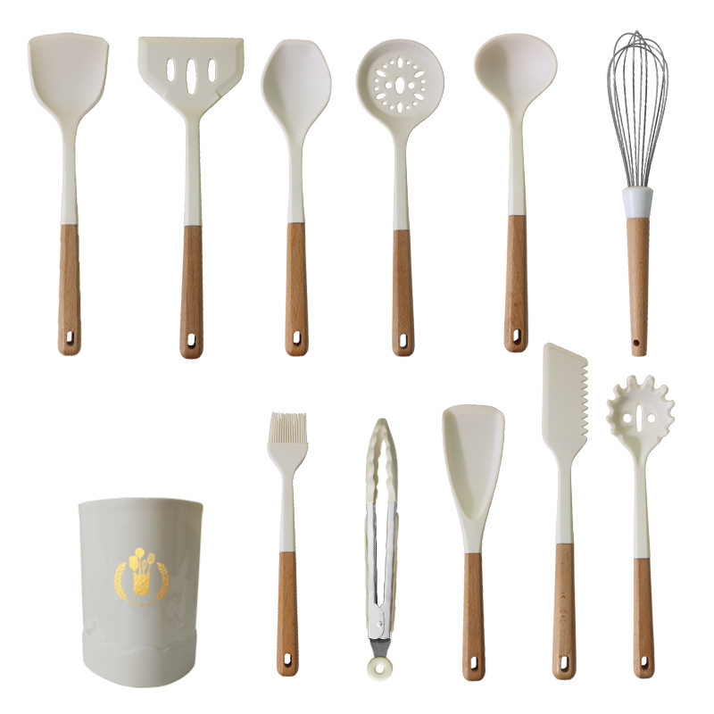 13 piezas transfronterizas de cocina de silicona antiadherente de grado alimenticio de cocina de silicona leche blanca set al por mayor