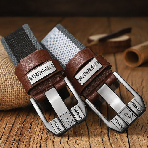 Canvas belt men's pin buckle belt student trendy youth fashion all-match jeans with military training extended cloth belt for women