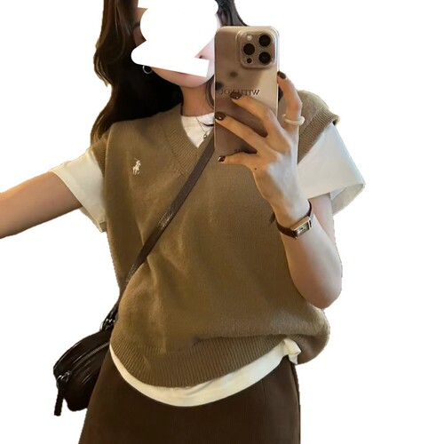 Mouse ear Korean-style atmosphere wear unique layering knitted vest women slimming temperament fashion casual