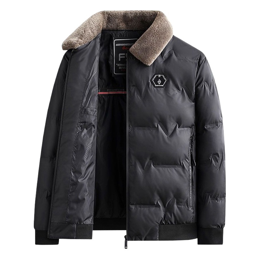 2023 Invierno joven y de mediana edad de los hombres de solapa abrigo de algodón acolchado abrigo de invierno engrosada cálida chaqueta de algodón acolchado abrigo de papá abajo de algodón acolchado