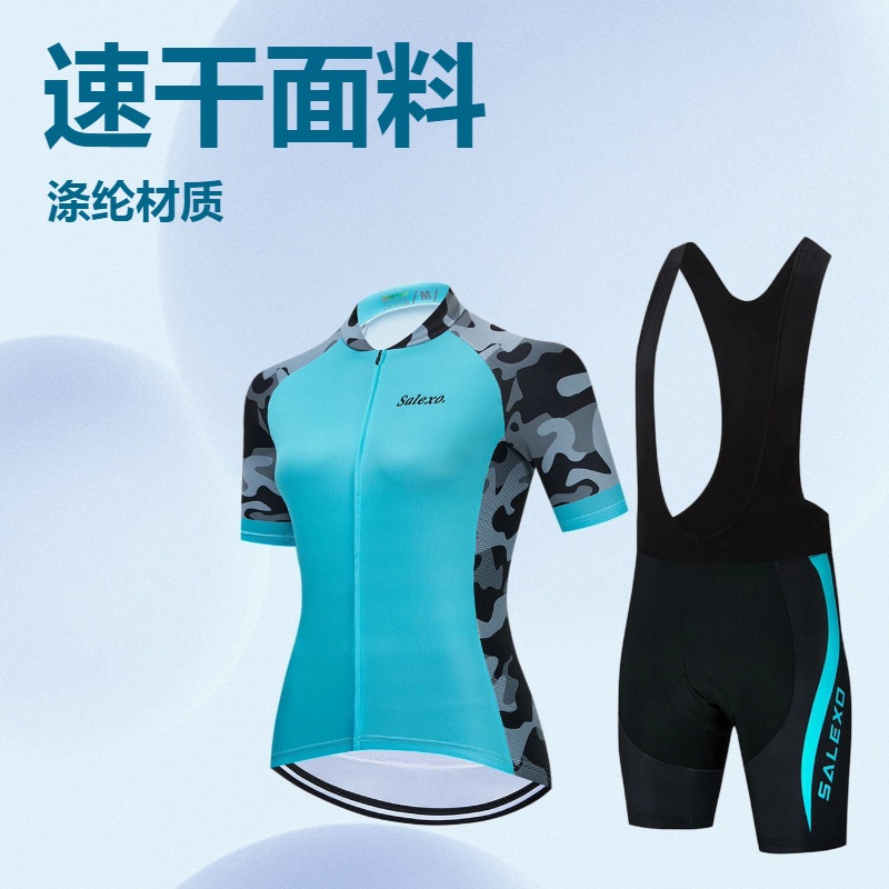 Cross-Border Hot-Selling Women's Short-Sleeved Cycling Clothing, Road Bike and Mountain Bike Clothing, Summer Breathable and Quick-Drying Wholesale