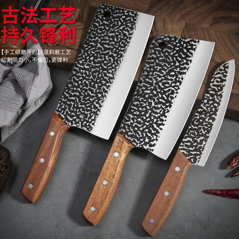 現物卸売りキッチンの3点セットのナイフは、手でハンマーを鍛えて、ナイフを切って、家庭用の鋭利なシェフナイフを切ります。|undefined