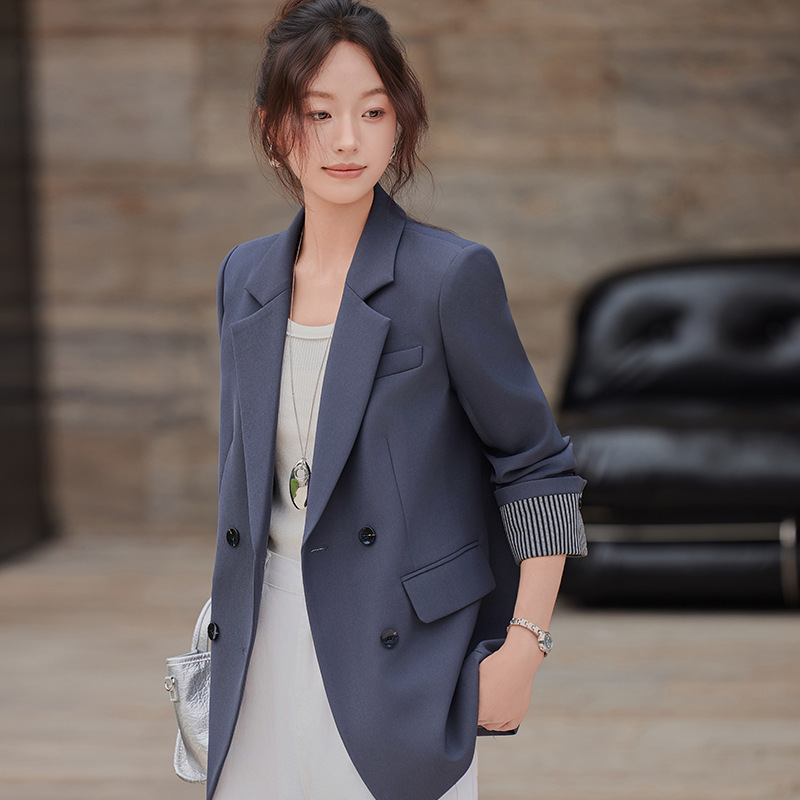 时尚灰色小西装宽松外套女2025秋冬新款气质职业装正装西服女上衣|undefined