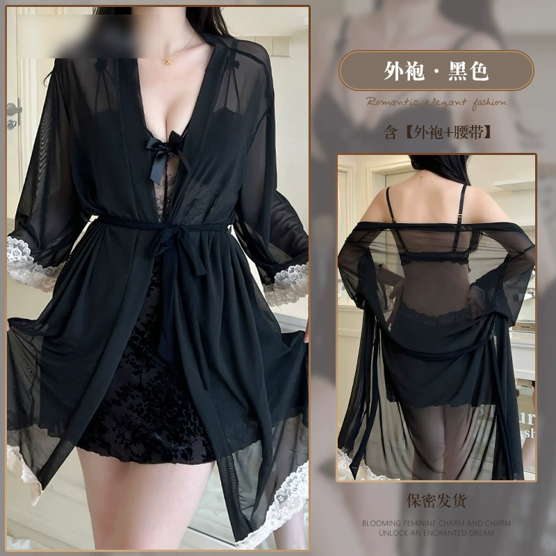 Sexy pijama, set, lace top with cups, lifting effect, french style, thin strap