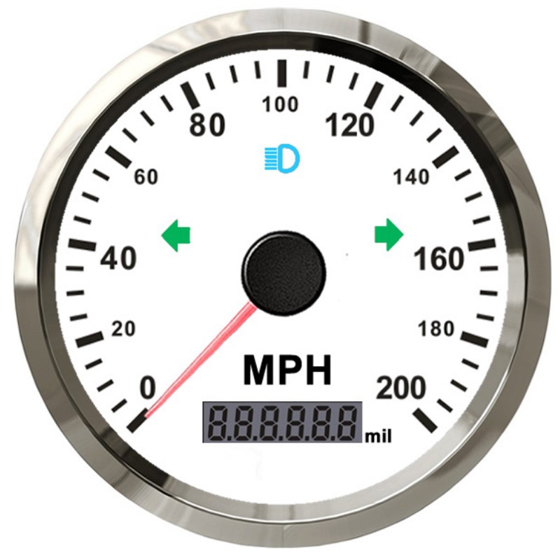 automobile instrument – Universal Car RV Motorcycle - white-dial-stainless-steel-bezel-200mph