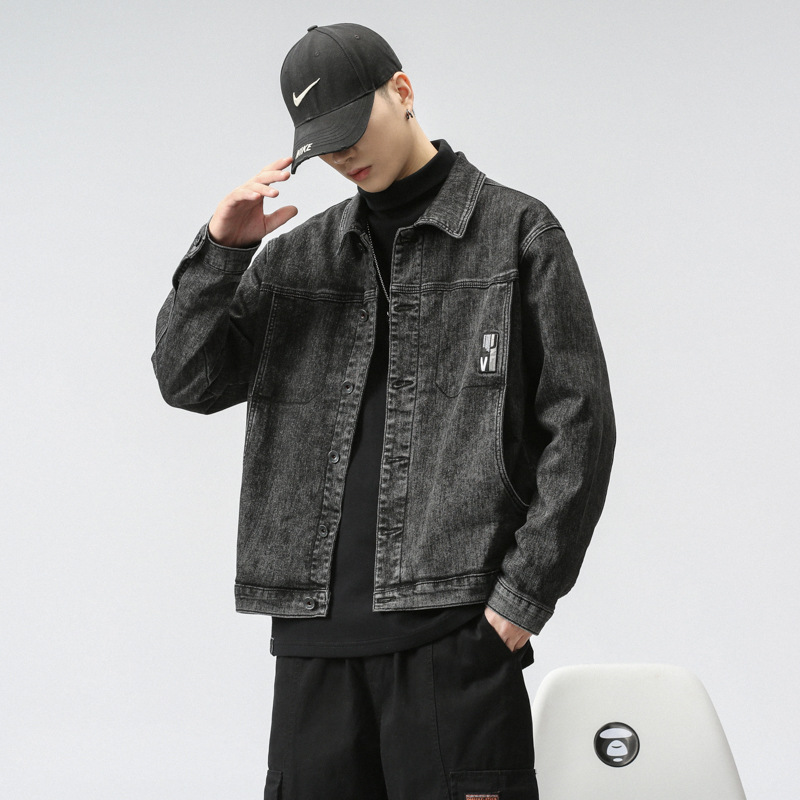 Veste transfrontalière pour hommes d'Amazon portant une veste en jean Joker chemise décontractée tendance pour hommes personnalité mince pour hommes_voghion.com