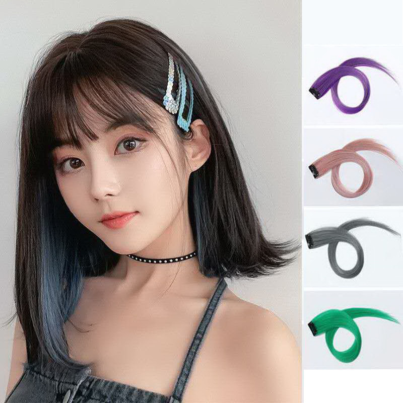 Clip-In Colored Hair Extensions for Women, Natural One-Piece Synthetic Hair Extensions, No Hair Net Needed, Pink