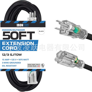 Iron Forge Cable Oil Resistant 12 Gauge Heavy Duty Extension Cord Outdoor 3 Prong,15 Amp Power Cord