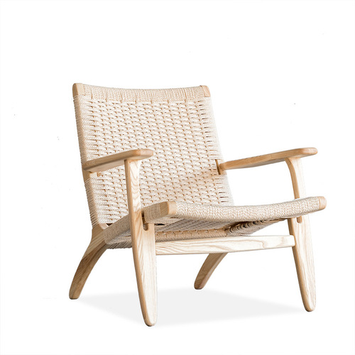 Frequency Matchers/Klaus Woven Rope Chairs Balcony Wooden Leisure Chair Nordic Home Single Sofa Chair Hazelnut Wood