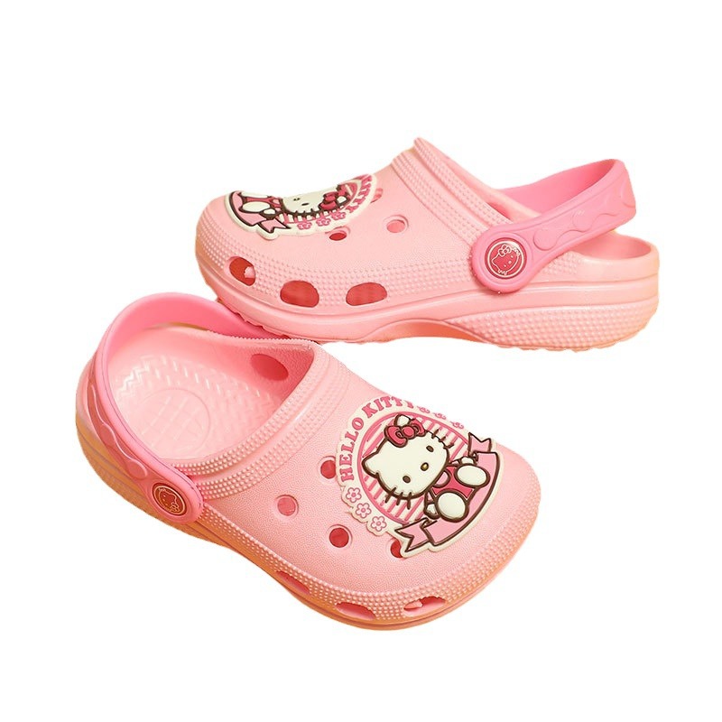 Hello Kitty zapatos de agujero para niños lindos de las niñas de fondo suave antideslizante sandalias de los niños de interior Bebé Zapatos de playa al aire libre