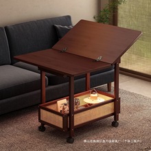 家用带轮折叠小桌子小推车小边几一体中式复古风出租房小户型
