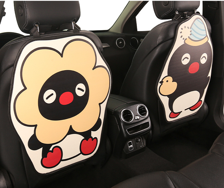 Penguin Cute Lady Cartoon Car Seat Back Anti-Kick Pad Universal Car Seat Anti-Stain Pad Anti-Dirt Pad for Back Seat
